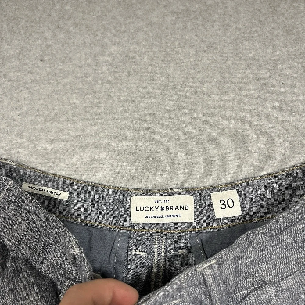Lucky Brand Shorts Mens 30 Gray Linen Blend Saturday Stretch Chino Flat Front 9